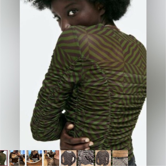 New Zara Top. Sheer ruched and lined - Picture 2 of 2